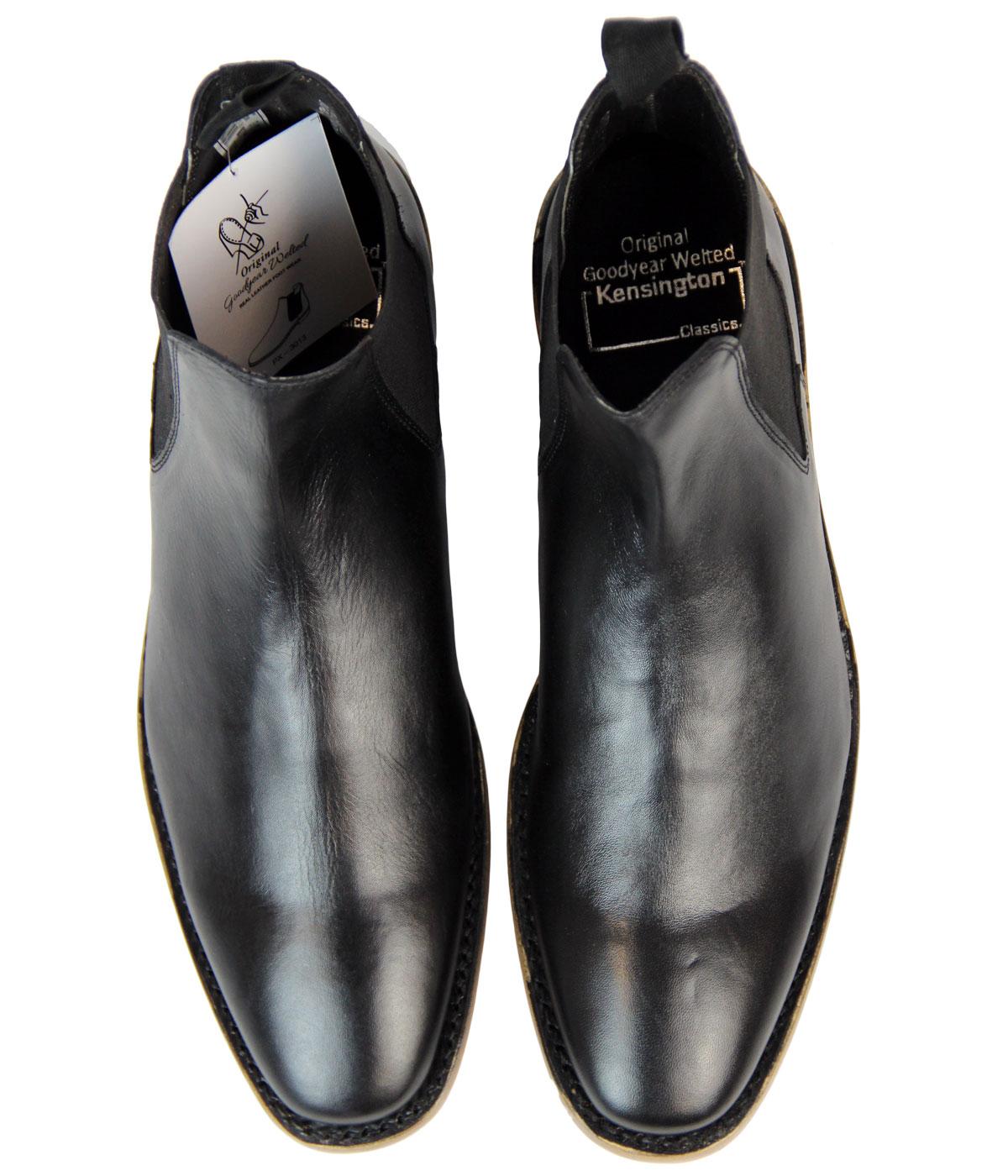 KENSINGTON Retro 1960s Mod Goodyear Welted Chelsea Boots in Black