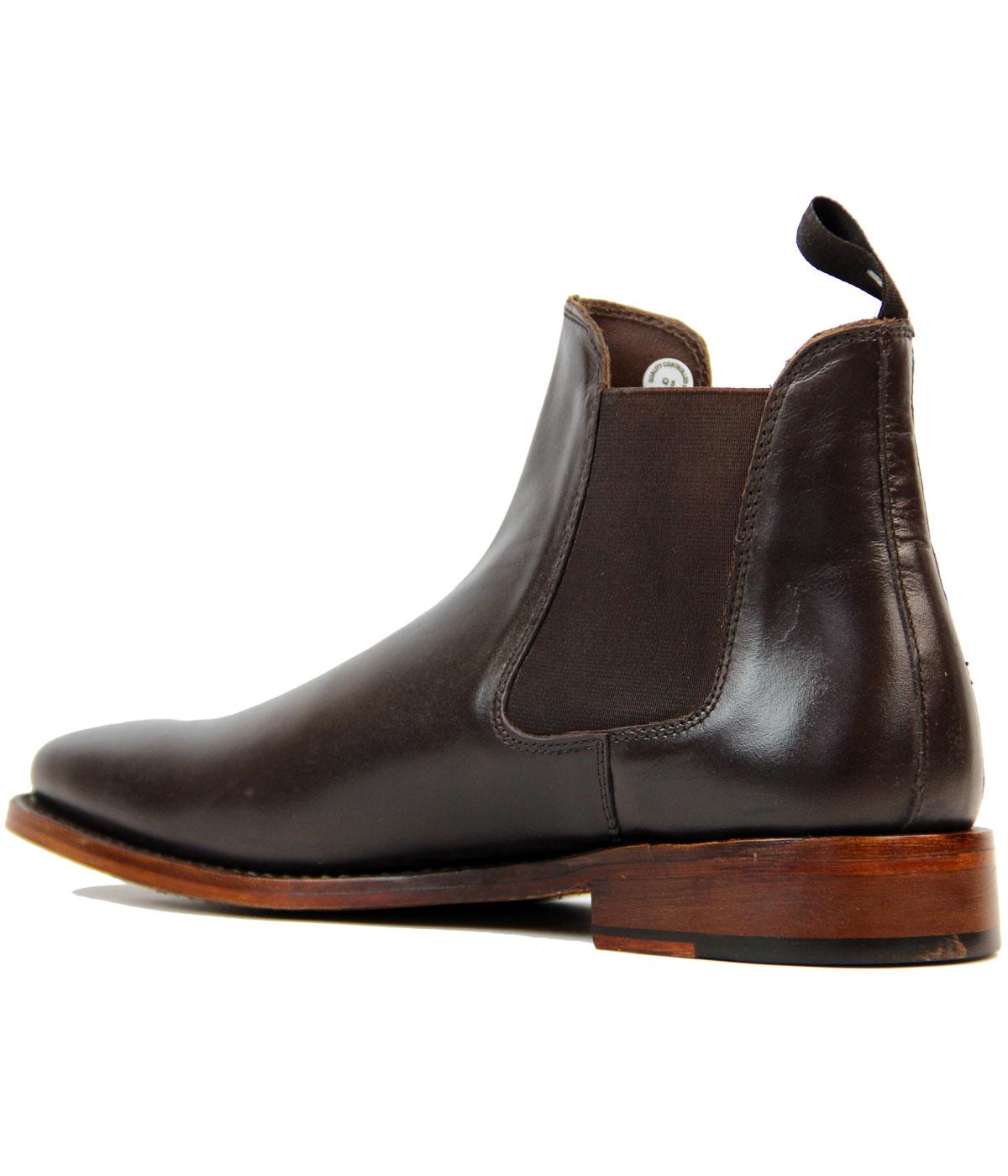 KENSINGTON Retro 1960s Mod Goodyear Welted Chelsea Boots in Brown