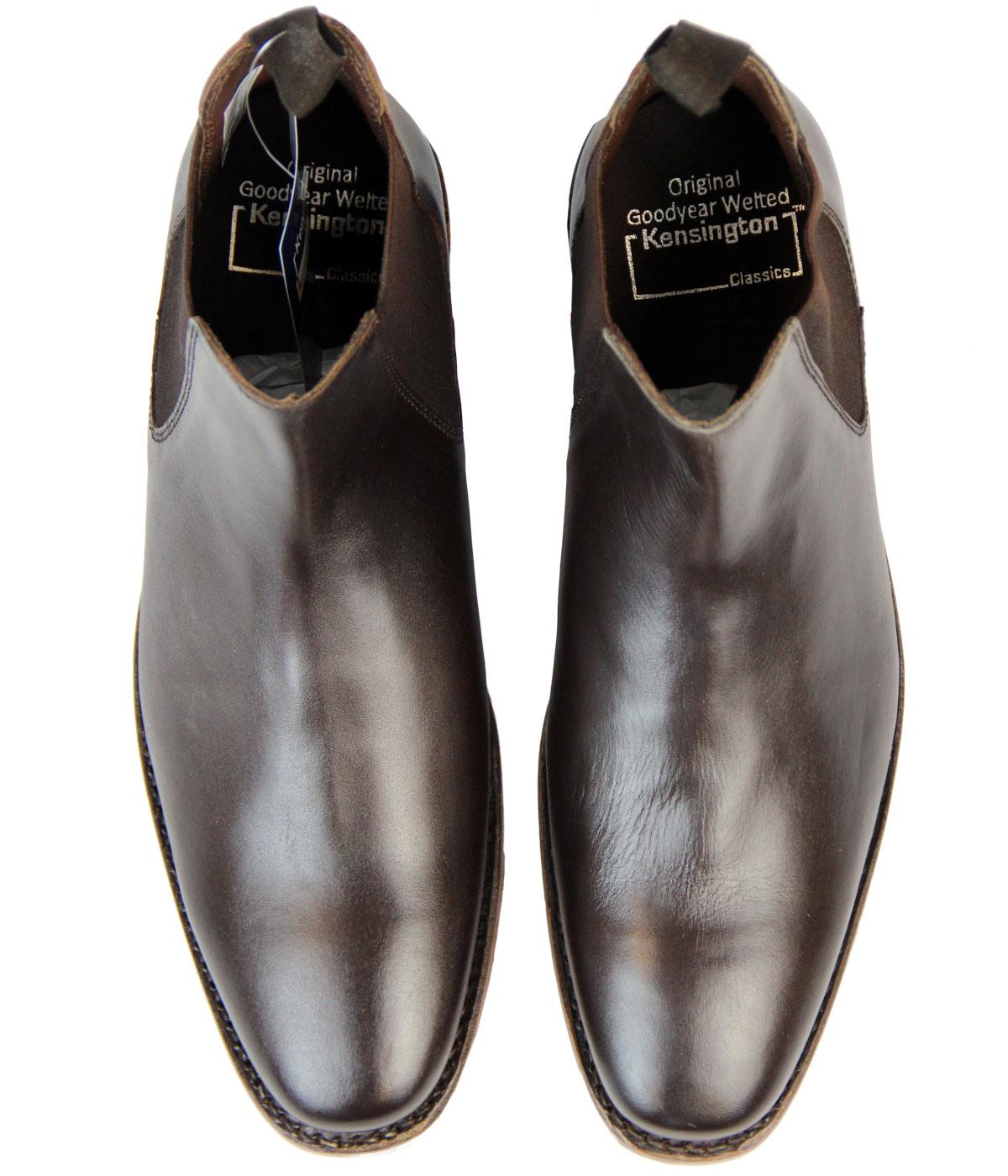 KENSINGTON Retro 1960s Mod Goodyear Welted Chelsea Boots in Brown