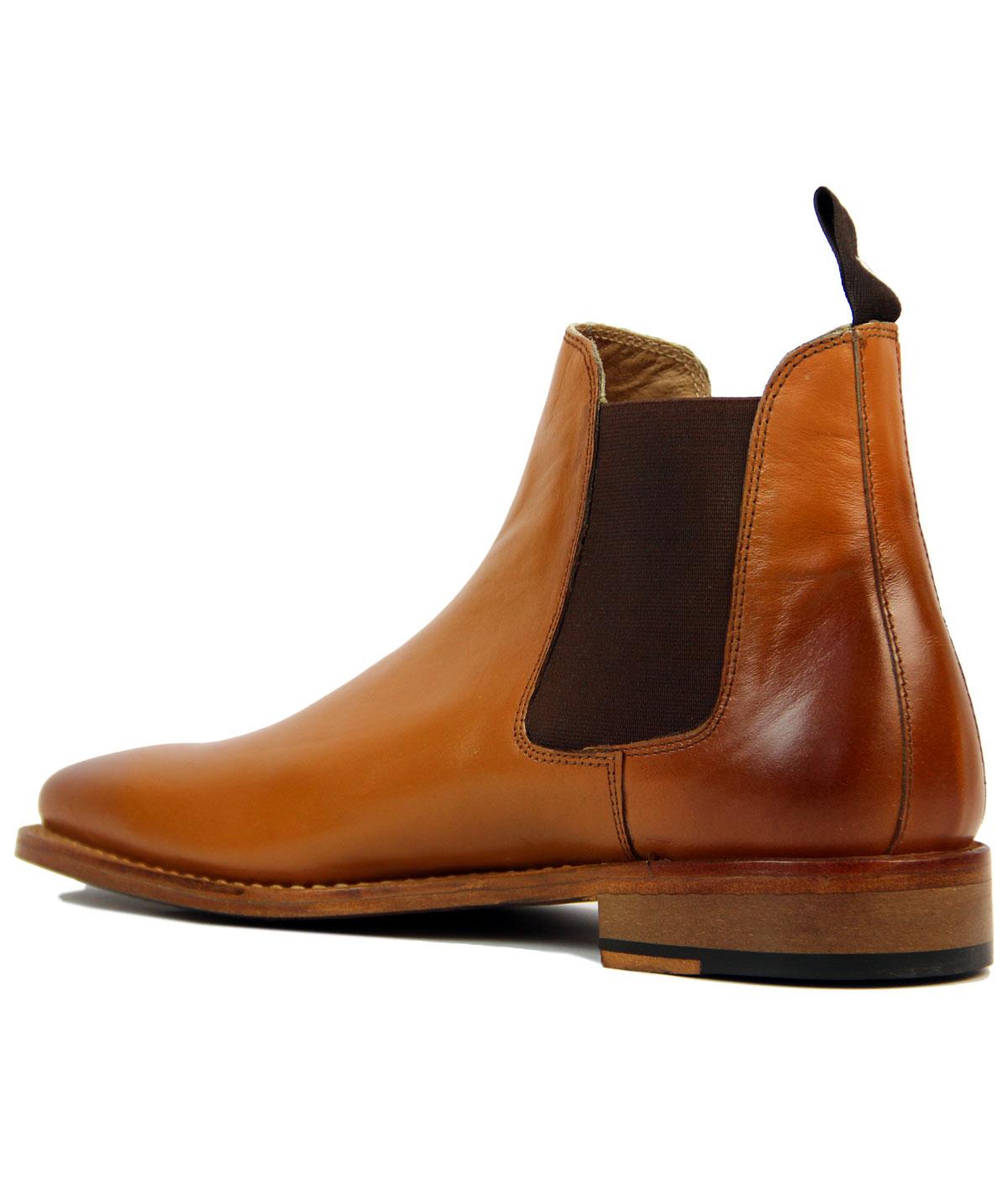 KENSINGTON Retro 1960s Mod Goodyear Welted Chelsea Boots in Tan