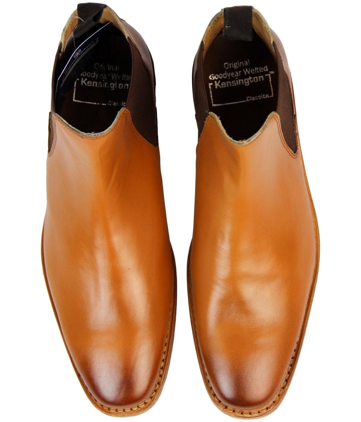 KENSINGTON Retro 1960s Mod Goodyear Welted Chelsea Boots in Tan