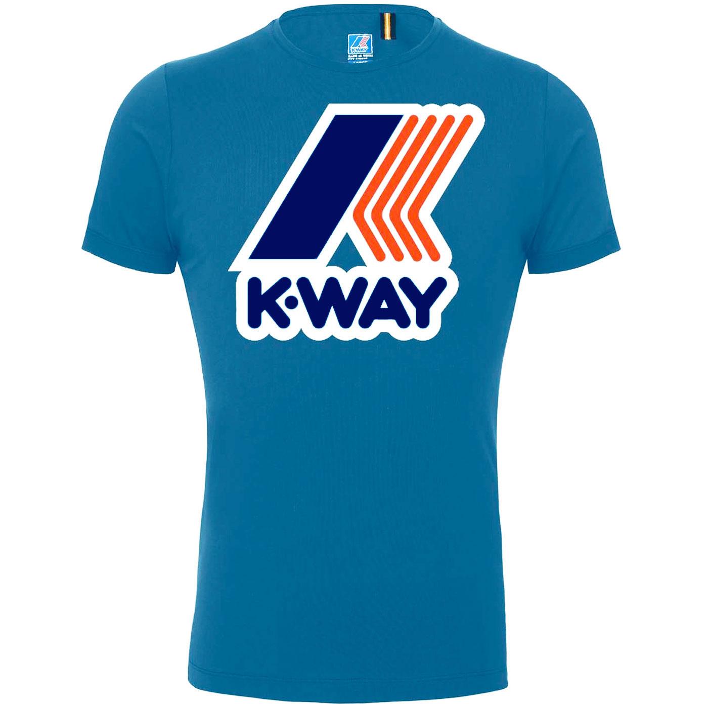 K-WAY Pete Macro Logo Retro 1980s Tee (Blue Avio)