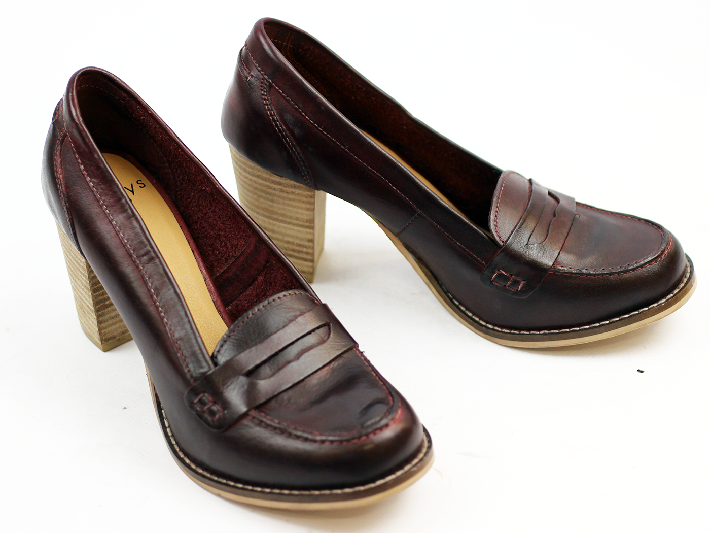 LACEYS Florida Loafers Retro 60s Heeled Loafer Shoes Burgundy