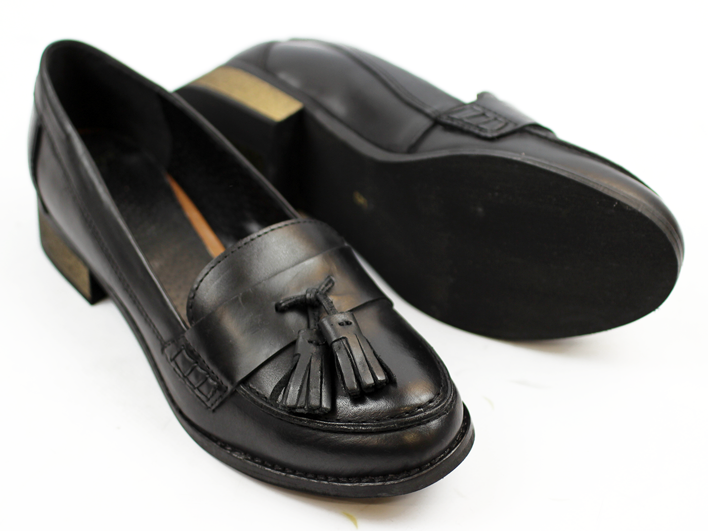LACEYS Devulge Retro 60s Mod Womens Tassel Loafer Shoes Black