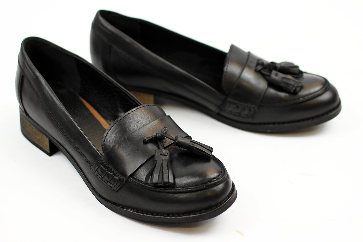 LACEYS Devulge Retro 60s Mod Womens Tassel Loafer Shoes Black