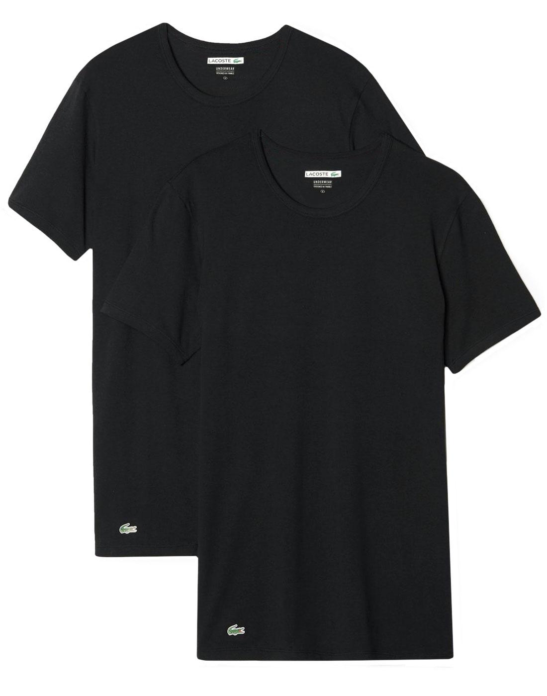 LACOSTE Men's Retro 2 Pack Boxed Crew Neck T-Shirt in Black