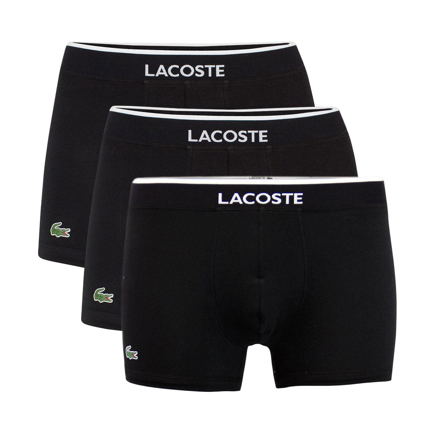 + LACOSTE Men's 3 Pack Cotton Stretch Trunks BLACK