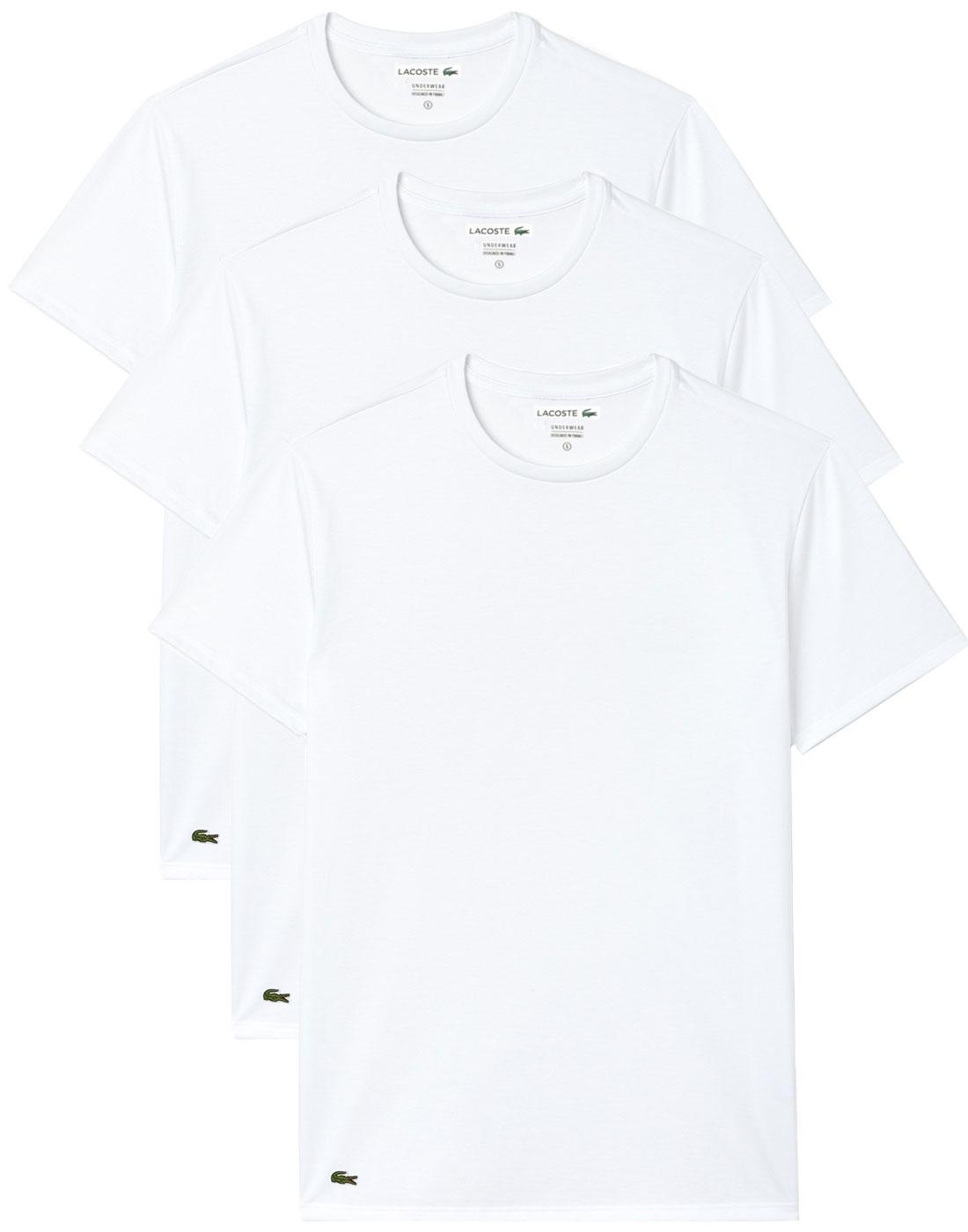 LACOSTE Men's 3 Pack Crew Neck T-Shirt - WHITE