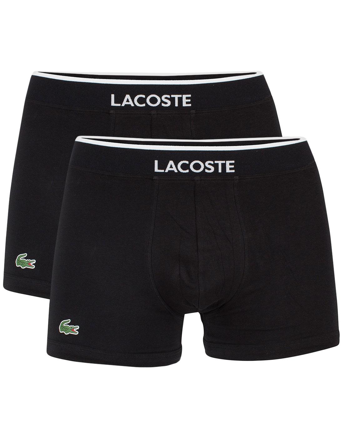 + LACOSTE Men's 2 Pack Cotton Stretch Trunks BLACK