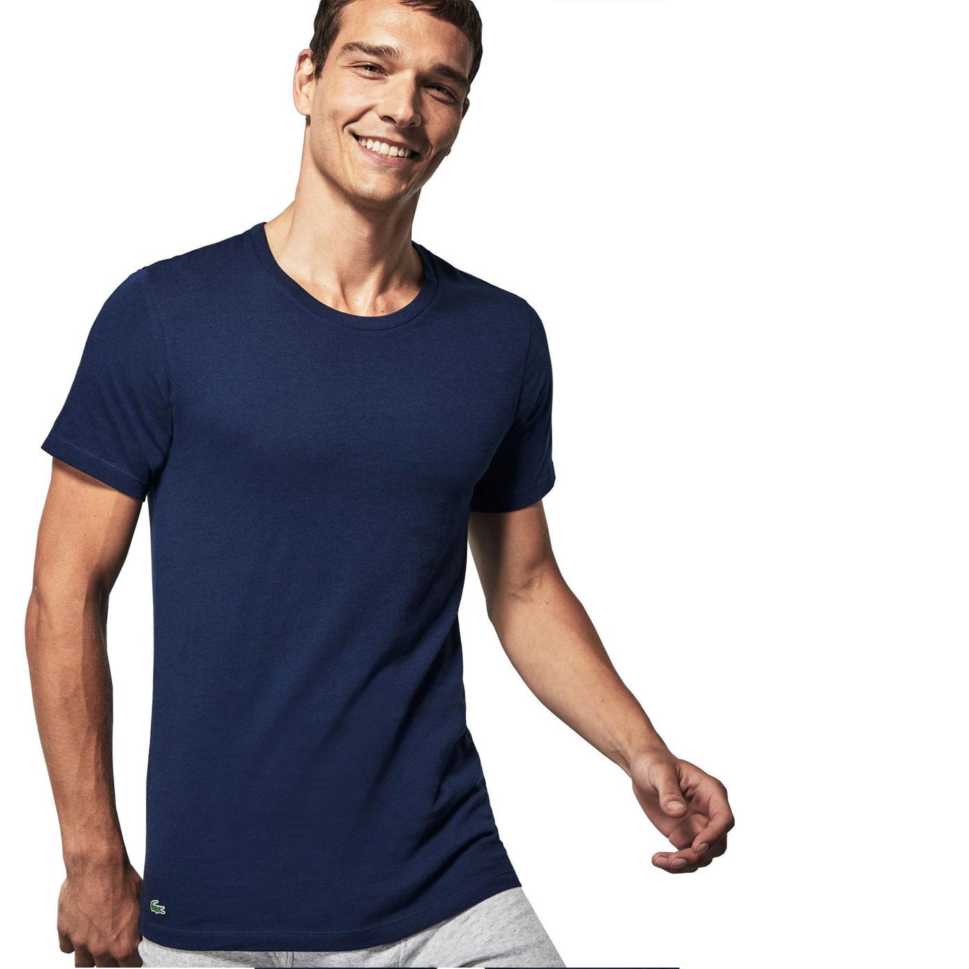 LACOSTE Men's 3 Pack Crew Neck T-Shirts in Blue Multi