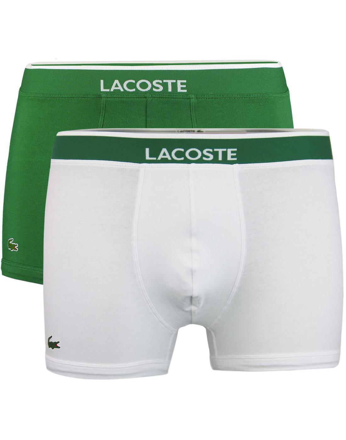 Lacoste Cotton Stretch 2 Pack Boxer Brief White/Green
