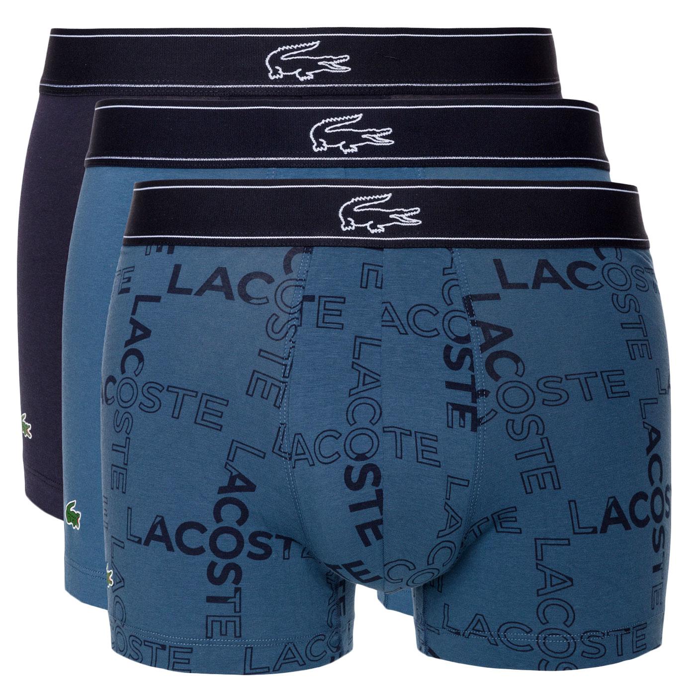 + LACOSTE 3 Pack Retro Logo Boxer Shorts (Blue)
