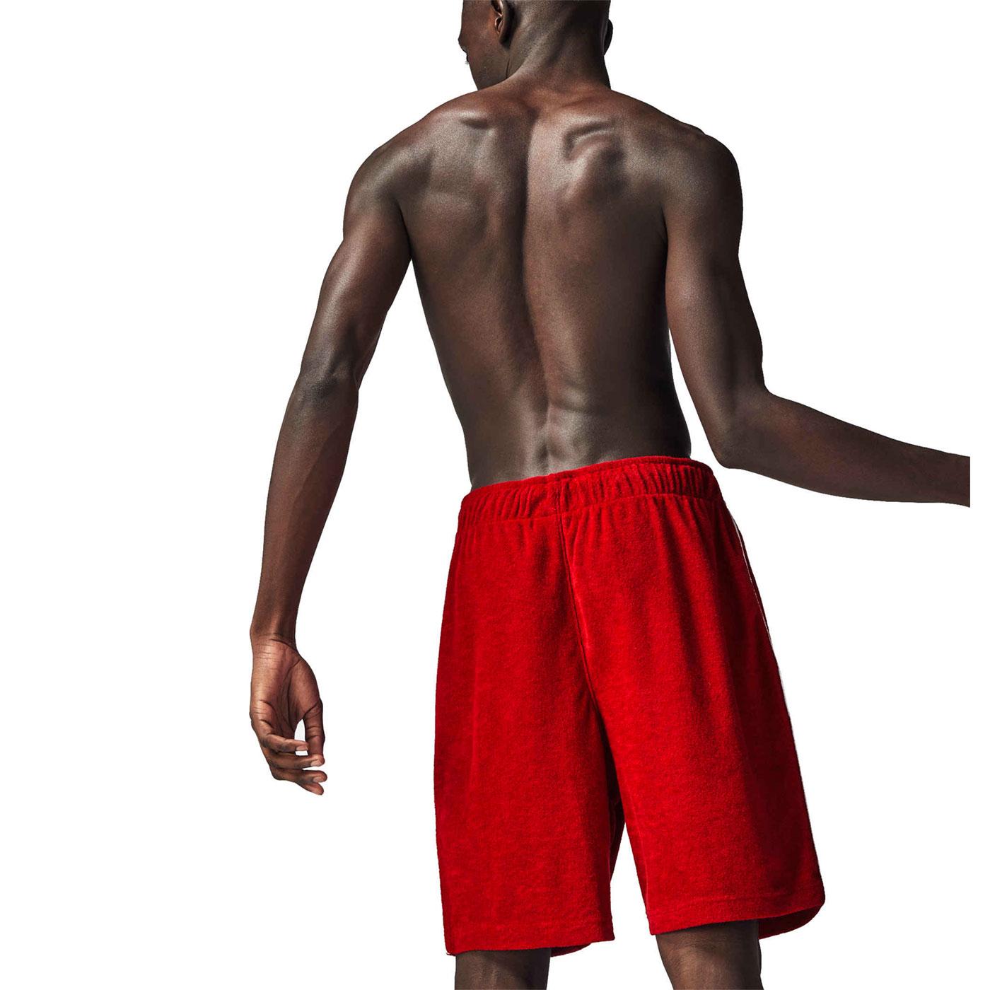 LACOSTE Retro 70s Terry Towelling Shower Shorts in Red