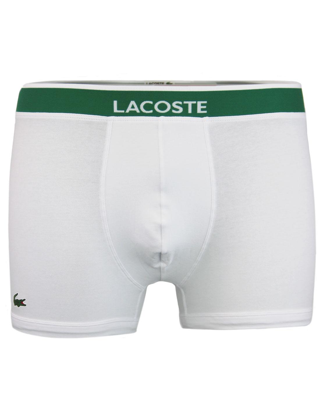 + LACOSTE Men's 3 Pack Cotton Stretch Trunks WHITE