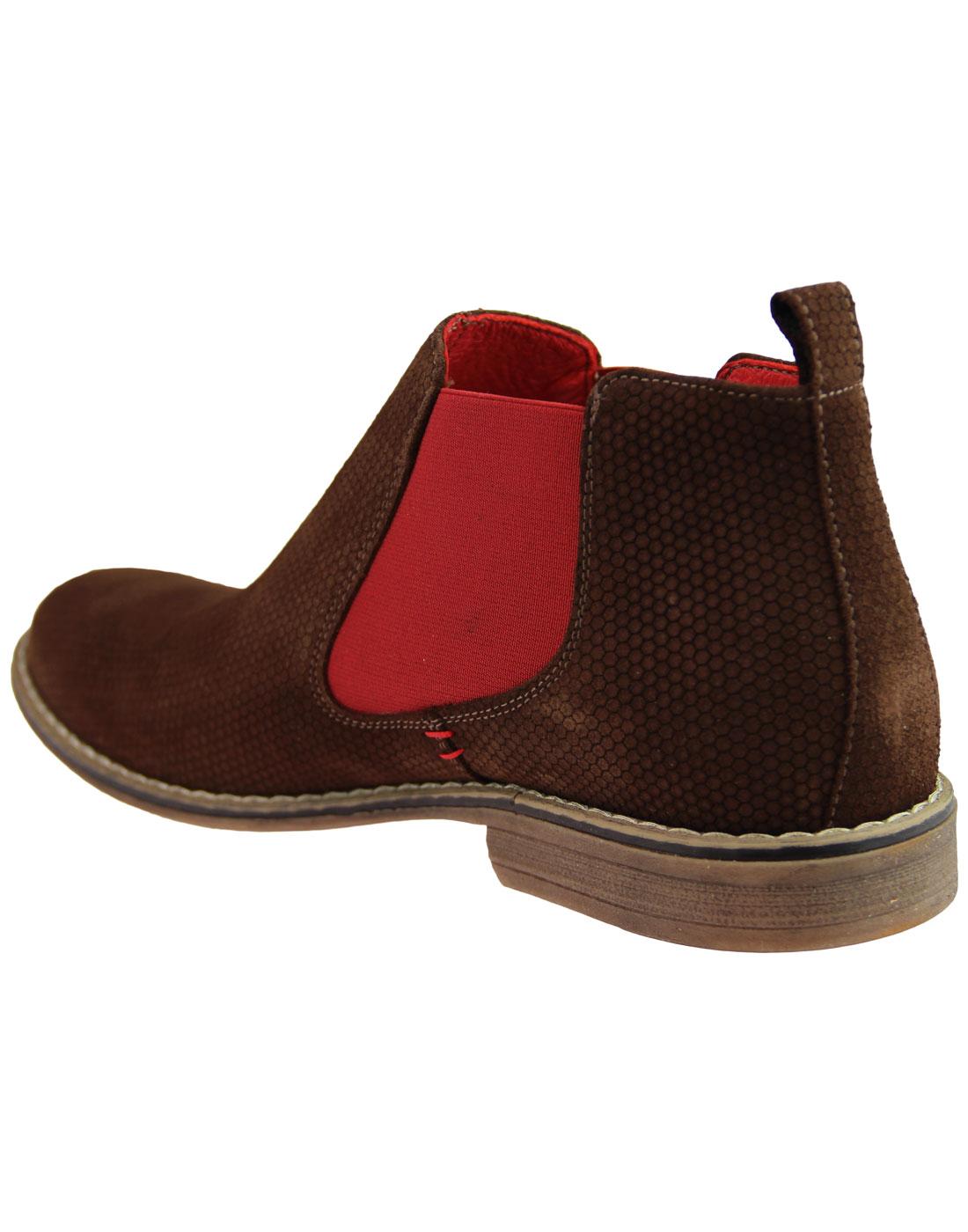 LACUZZO Mod Atom Embossed Suede Chelsea Boots Brown