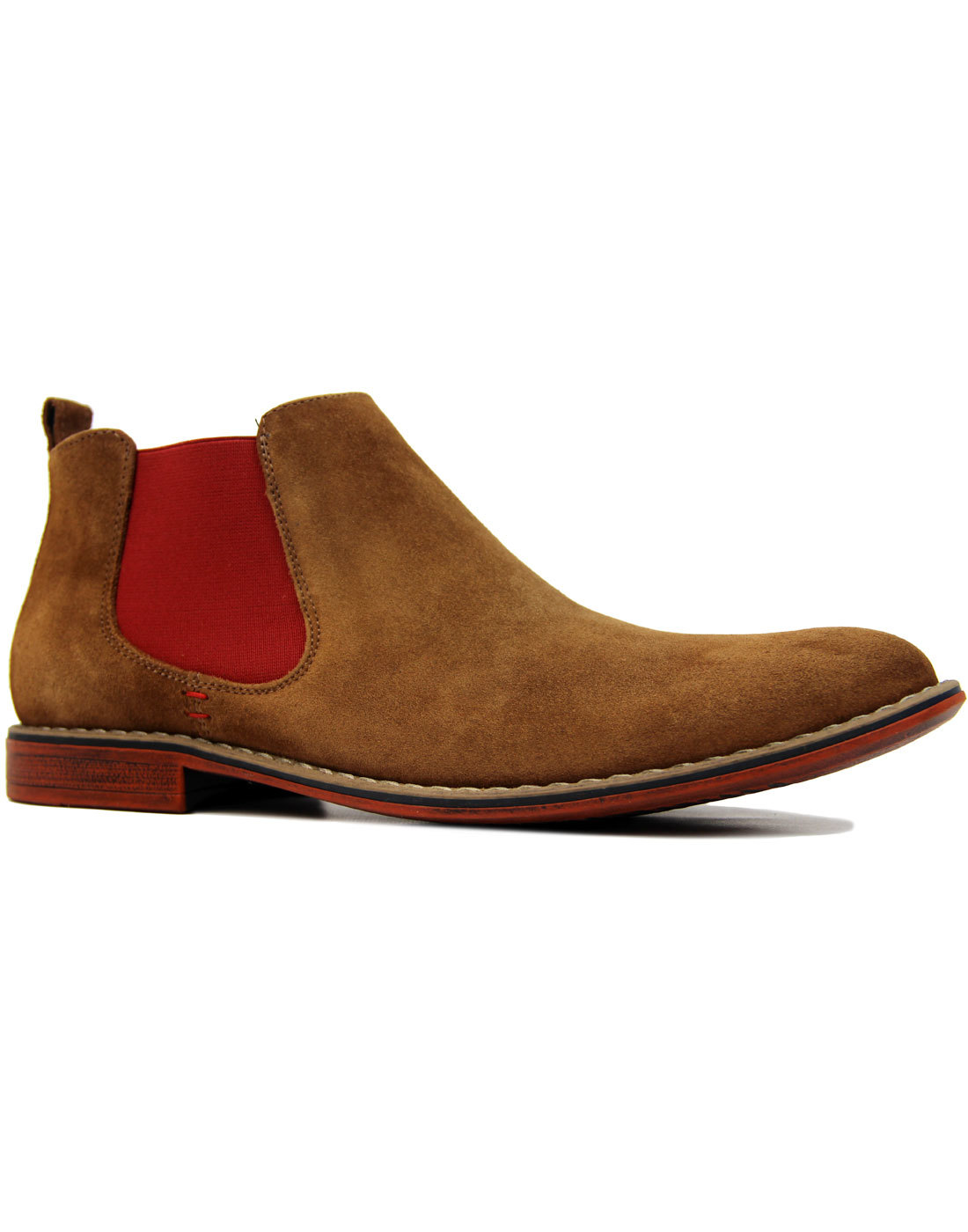 LACUZZO Mod Suede Desert Chelsea Boots TAN/RED