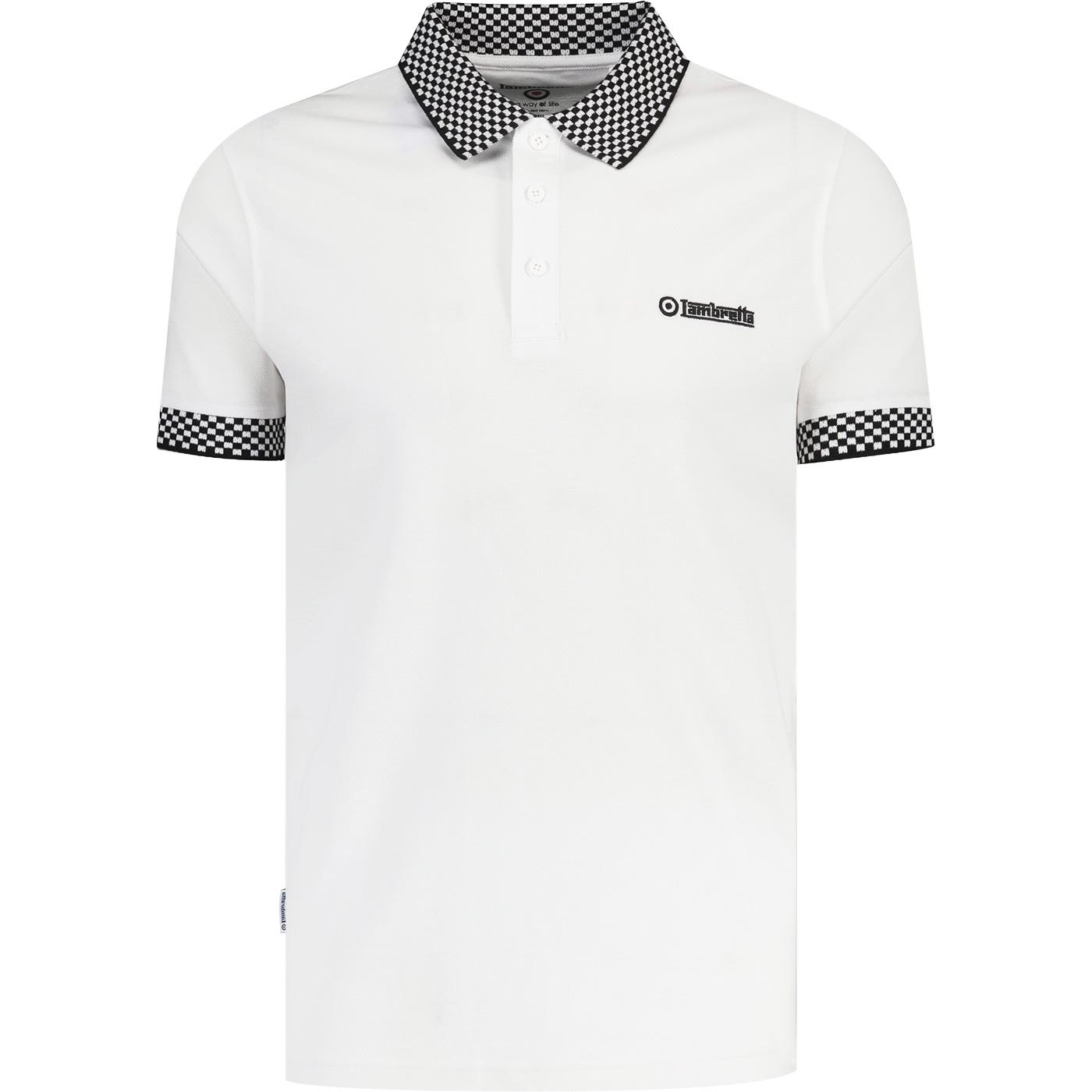 LAMBRETTA Retro 70s 2Tone Ska Check Collar Polo W