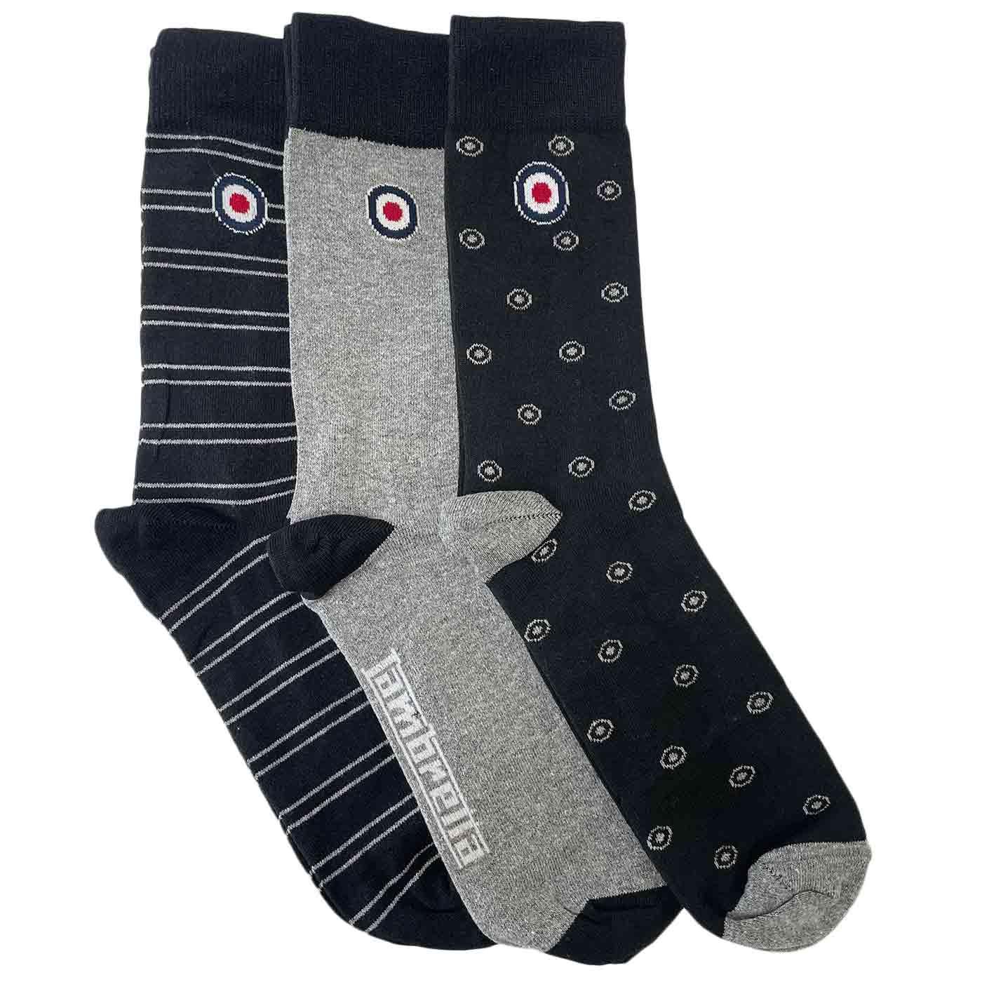 Lambretta Clothing Three Pack Men's Target Socks