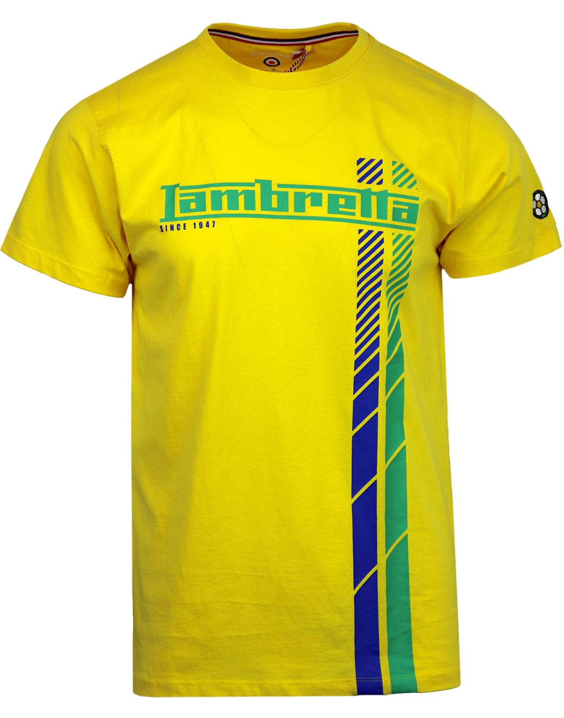 LAMBRETTA Retro Racing Stripe Brazil Football Tee