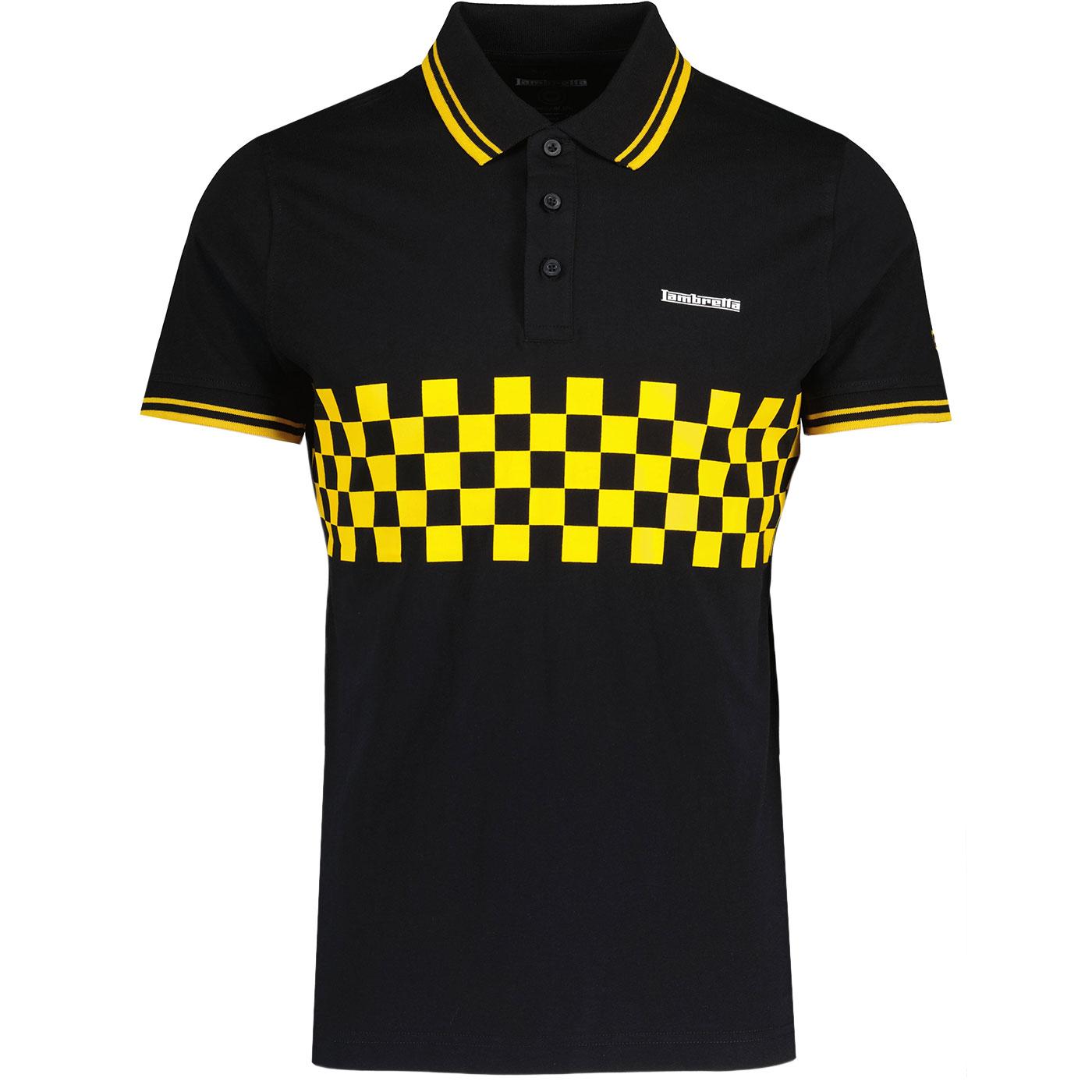 Lambretta 2 Tone Tipped Chequerboard Polo Top B/G