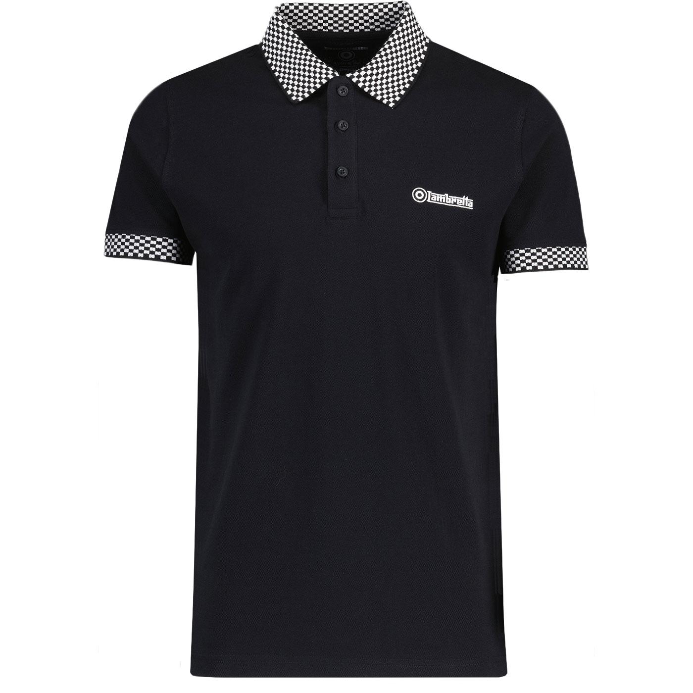LAMBRETTA Retro 2Tone Ska Check Collar Pique Polo 