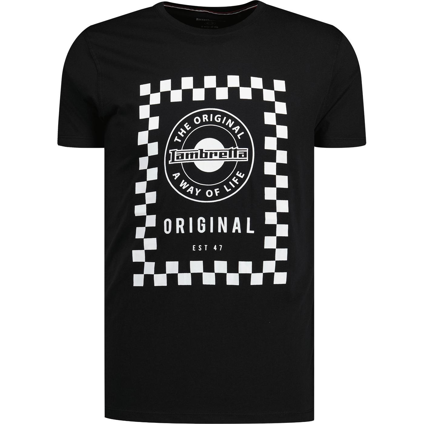 LAMBRETTA Retro Ska Checkerboard T-Shirt in Black