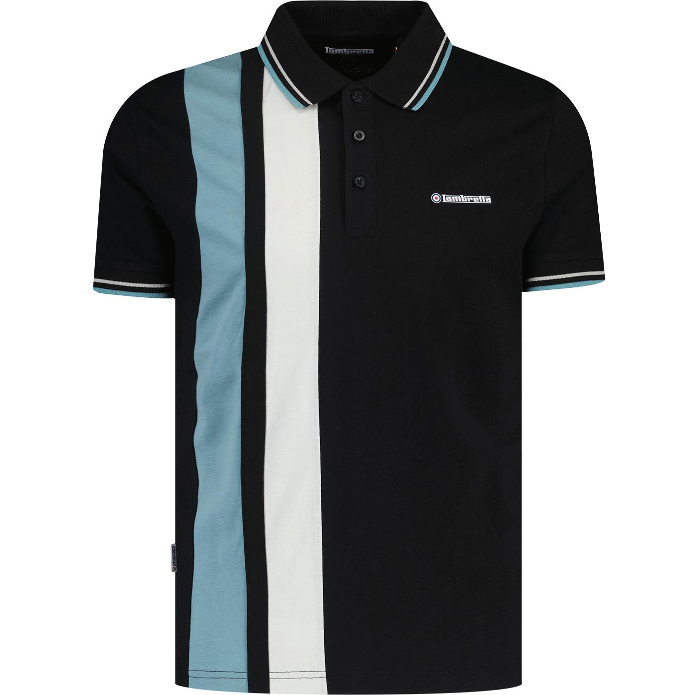 Lambretta Cut & Sew Vertical Stripe Tipped Polo B