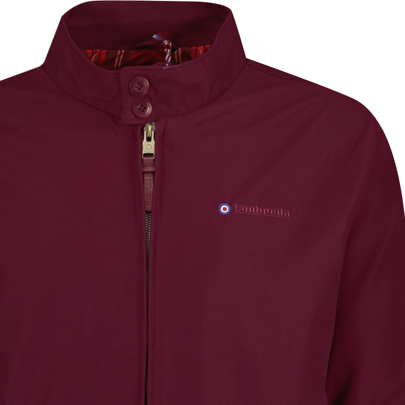 LAMBRETTA Retro Mod Harrington Jacket in Burgundy