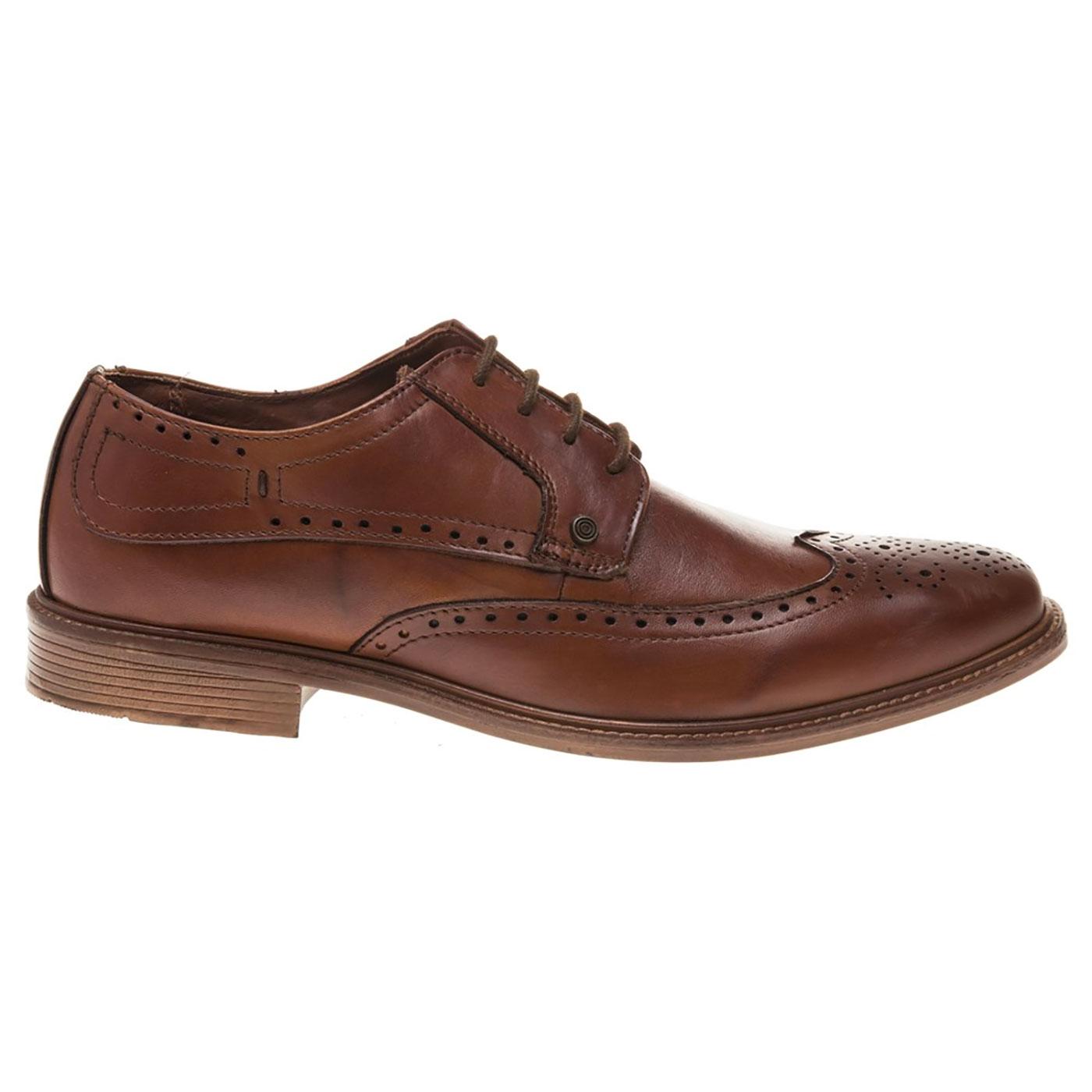 LAMBRETTA Men's 60s Mod Derby Brogue Shoes (Tan)