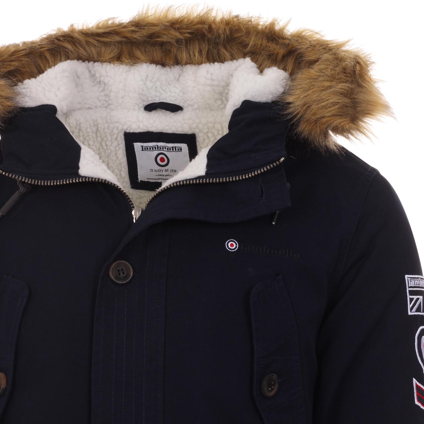 LAMBRETTA Men's Classic 60s Fishtail Parka Jacket in Navy