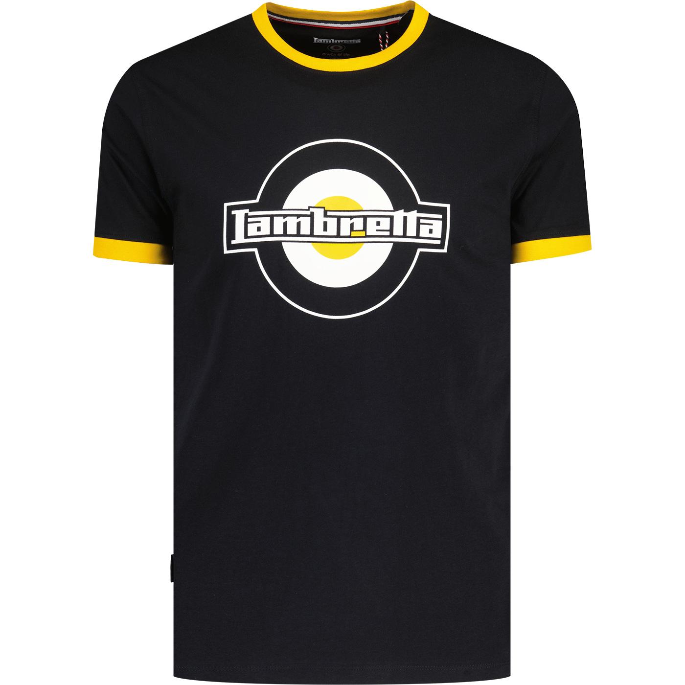 Lambretta 1960s Mod Logo Retro Ringer T-shirt B/G