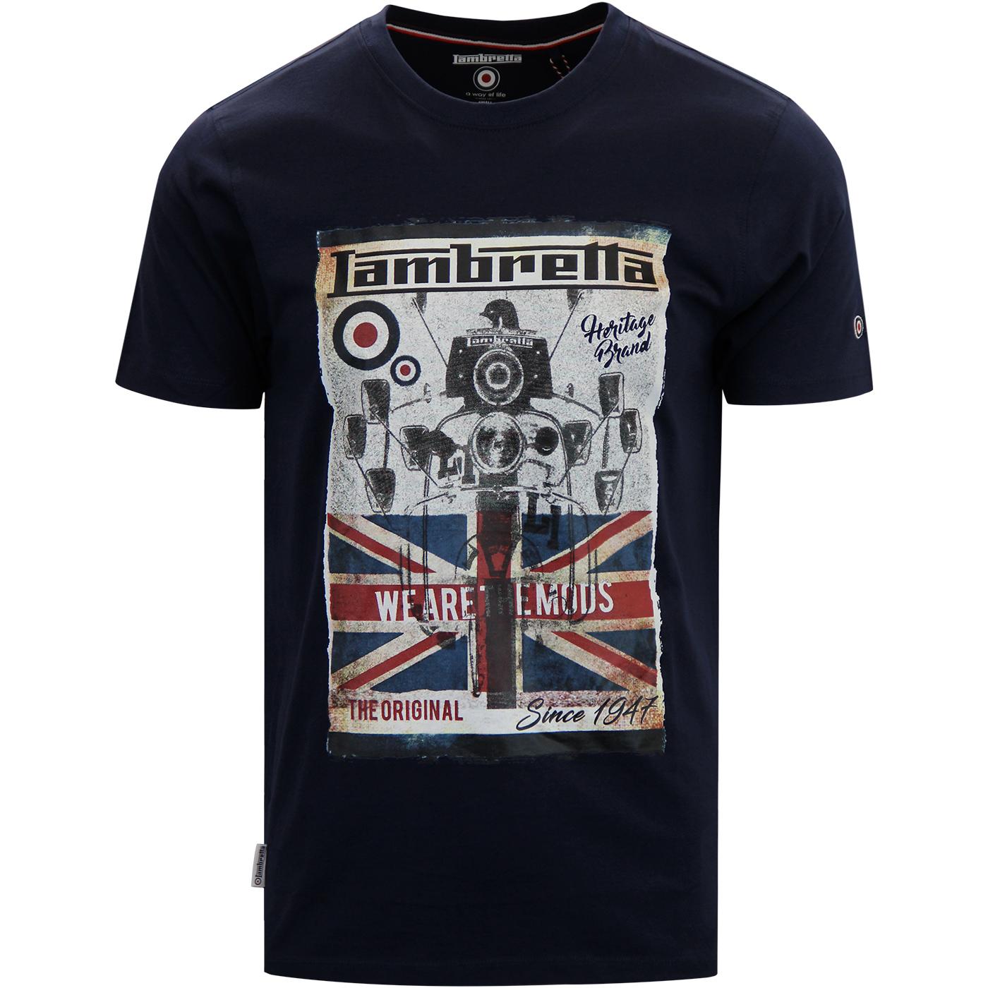 LAMBRETTA 'We Are The Mods' Scooter Print Tee NAVY