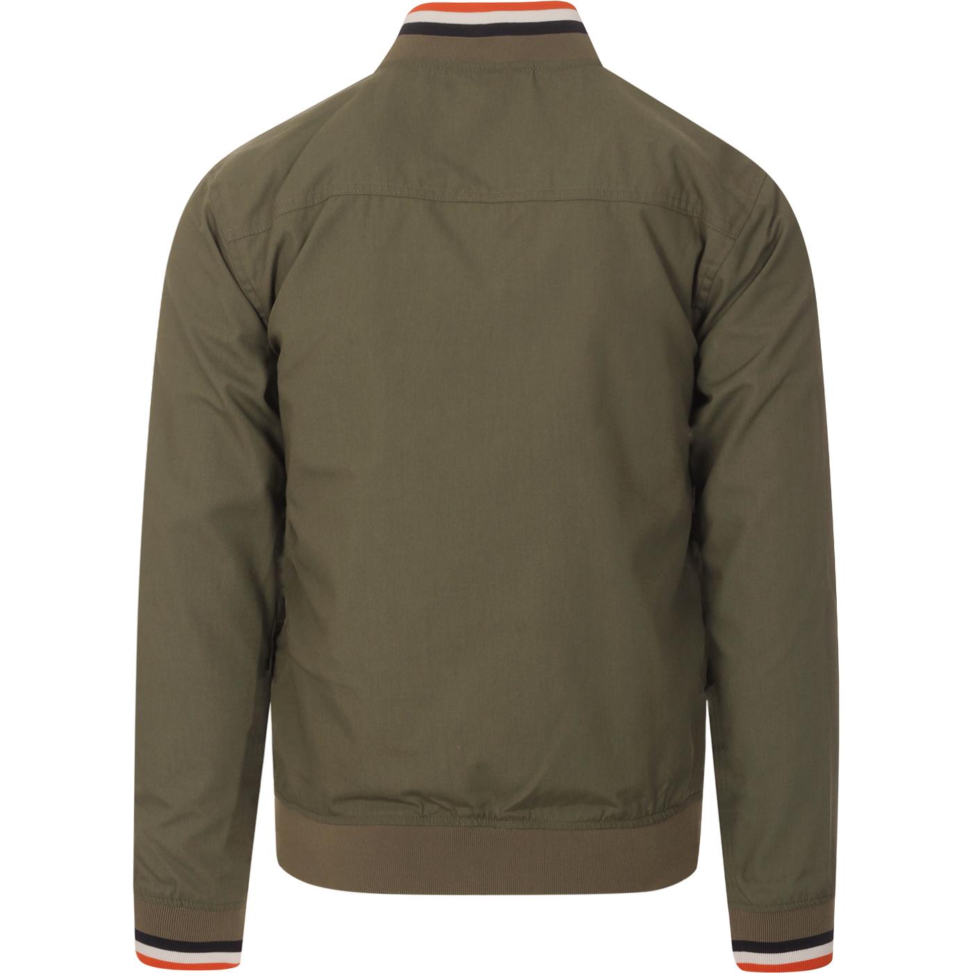 LAMBRETTA Retro Mod Tipped Monkey Jacket in Lichen Green