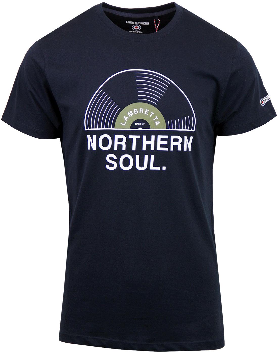 LAMBRETTA Northern Soul Record Print T-shirt NAVY