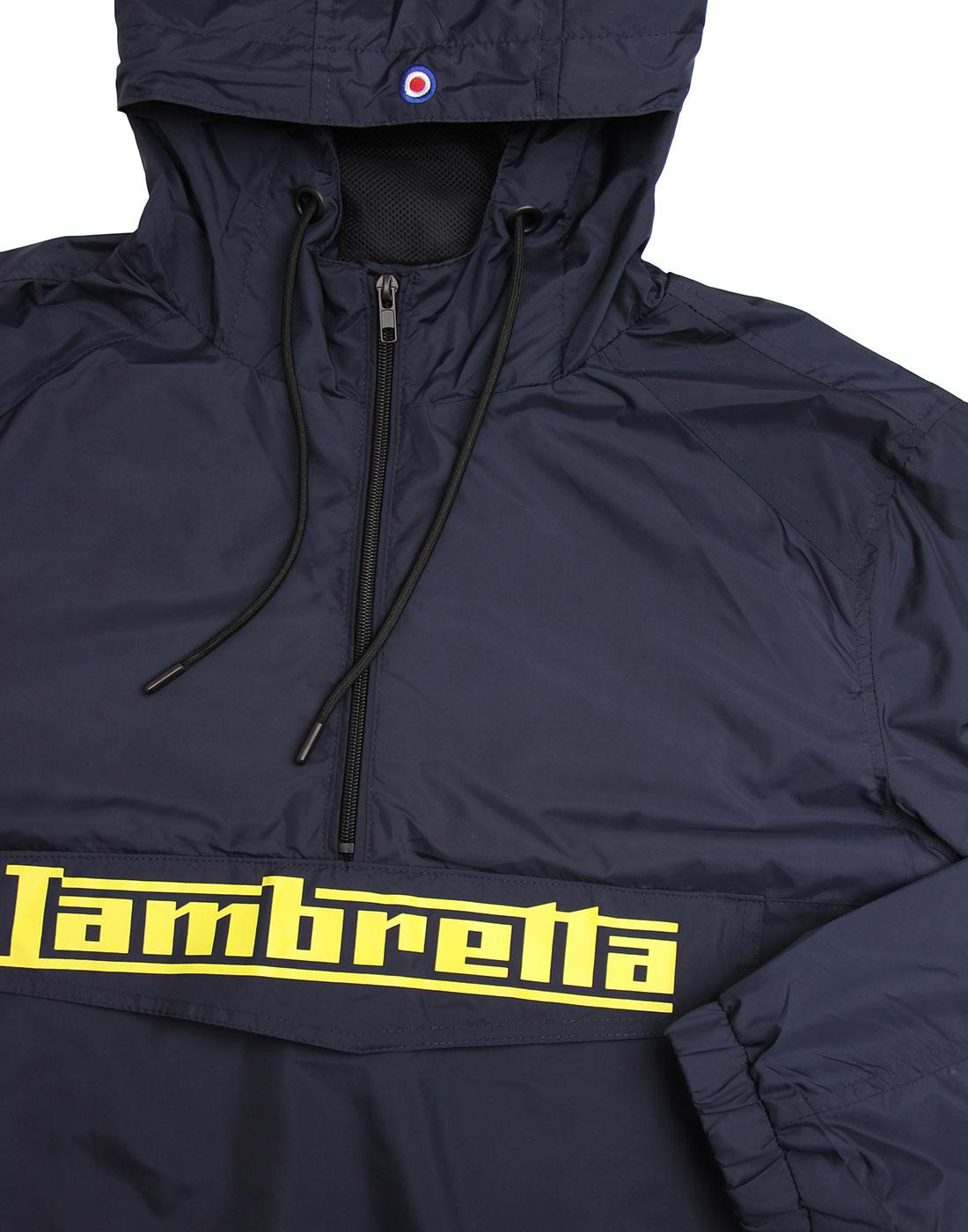 Lambretta Mens Over The Head Lightweight Hooded 1//2 Zip Up Top Pullover Jacket