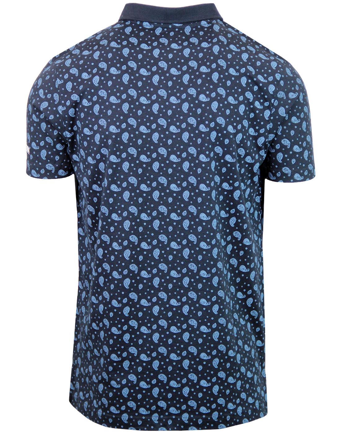 LAMBRETTA Men's All Over Print Paisley Jersey Polo in Navy