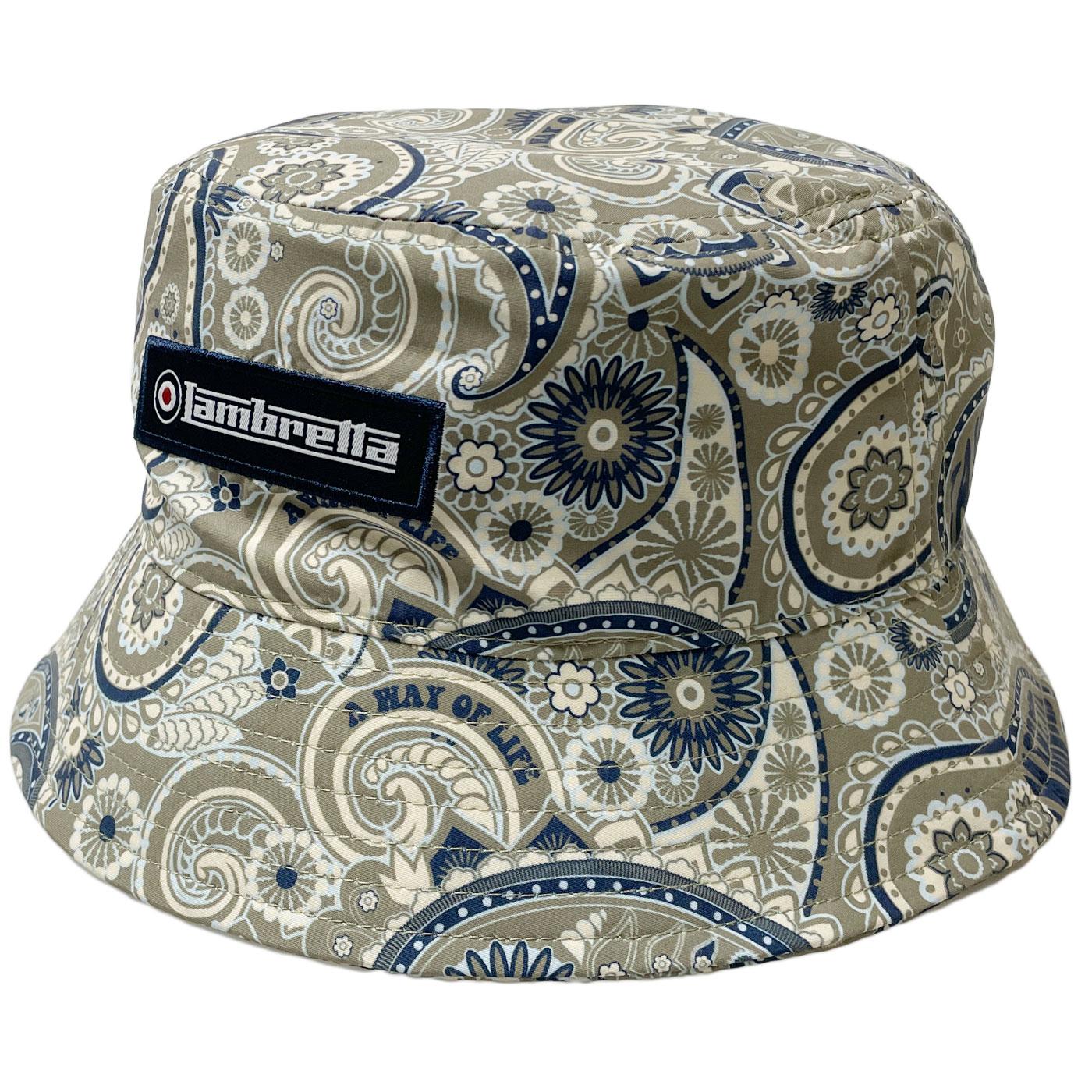 Lambretta Retro 90s Flat Crown Paisley Bucket Hat 