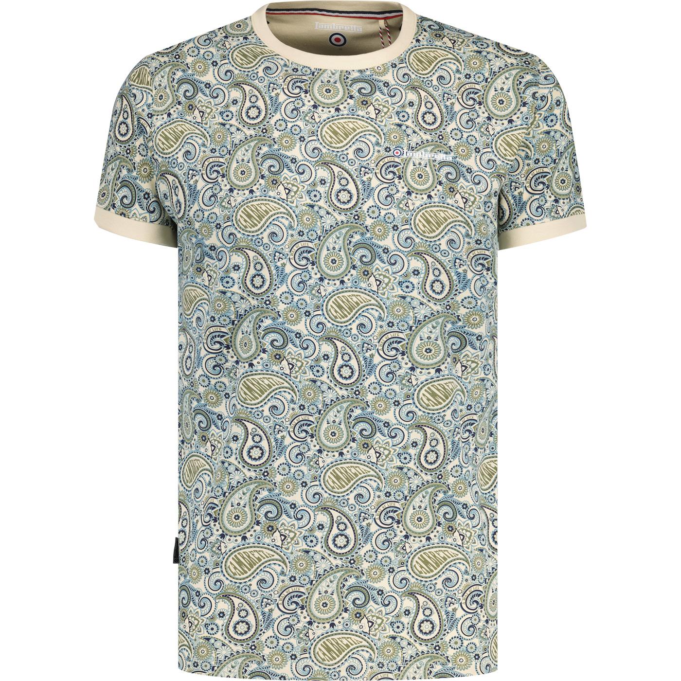 Lambretta Clothing Retro 60s Paisley Ringer Tee WA