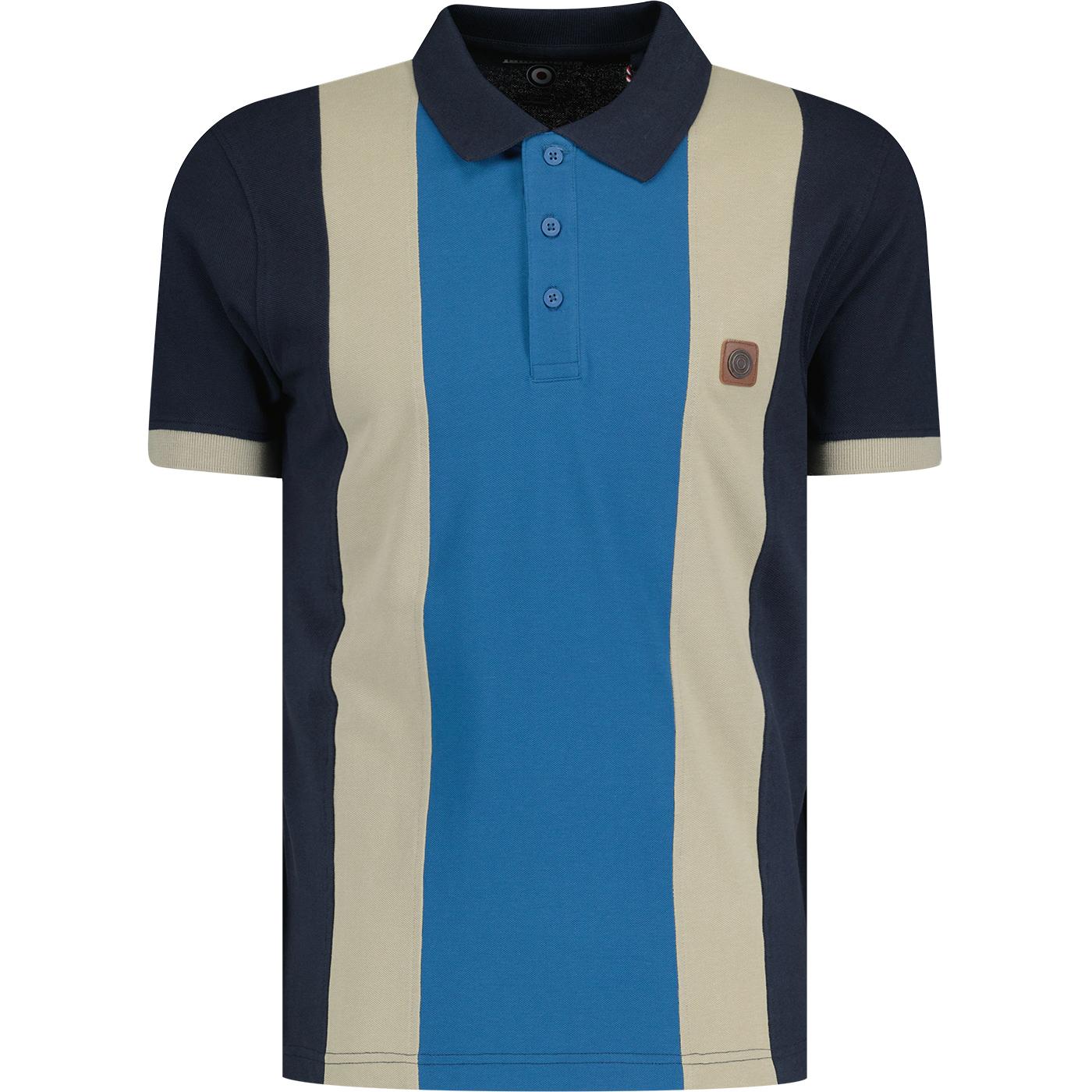LAMBRETTA Men's Mod Panel Stripe Polo Shirt N/S/DB