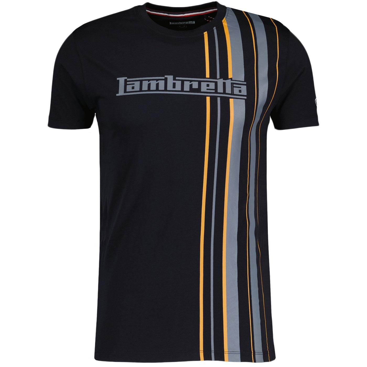 Lambretta Retro Racing Stripe Mod Crew T-shirt B