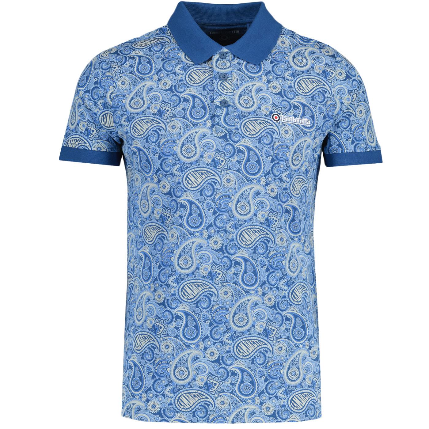Lambretta Retro 60s Paisley Print Mod Polo Shirt N