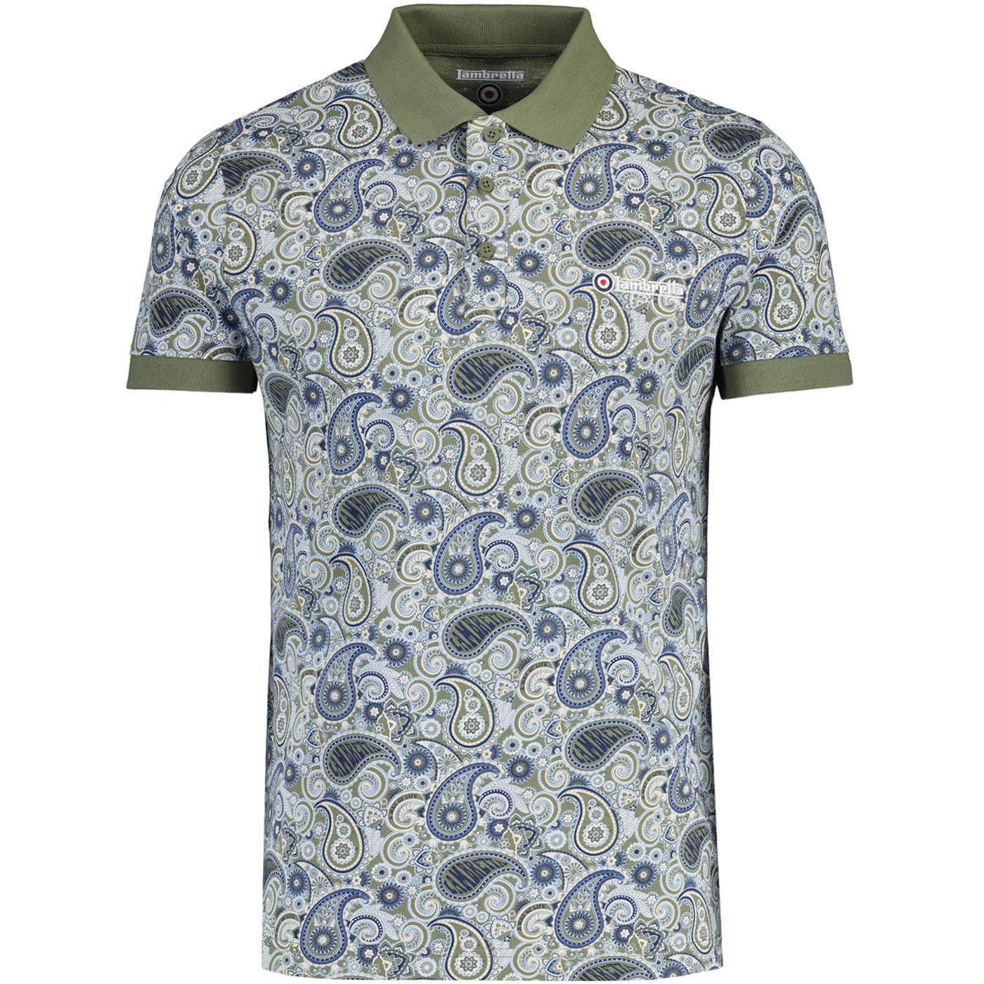 Lambretta Retro 60s Paisley Print Mod Polo Shirt K