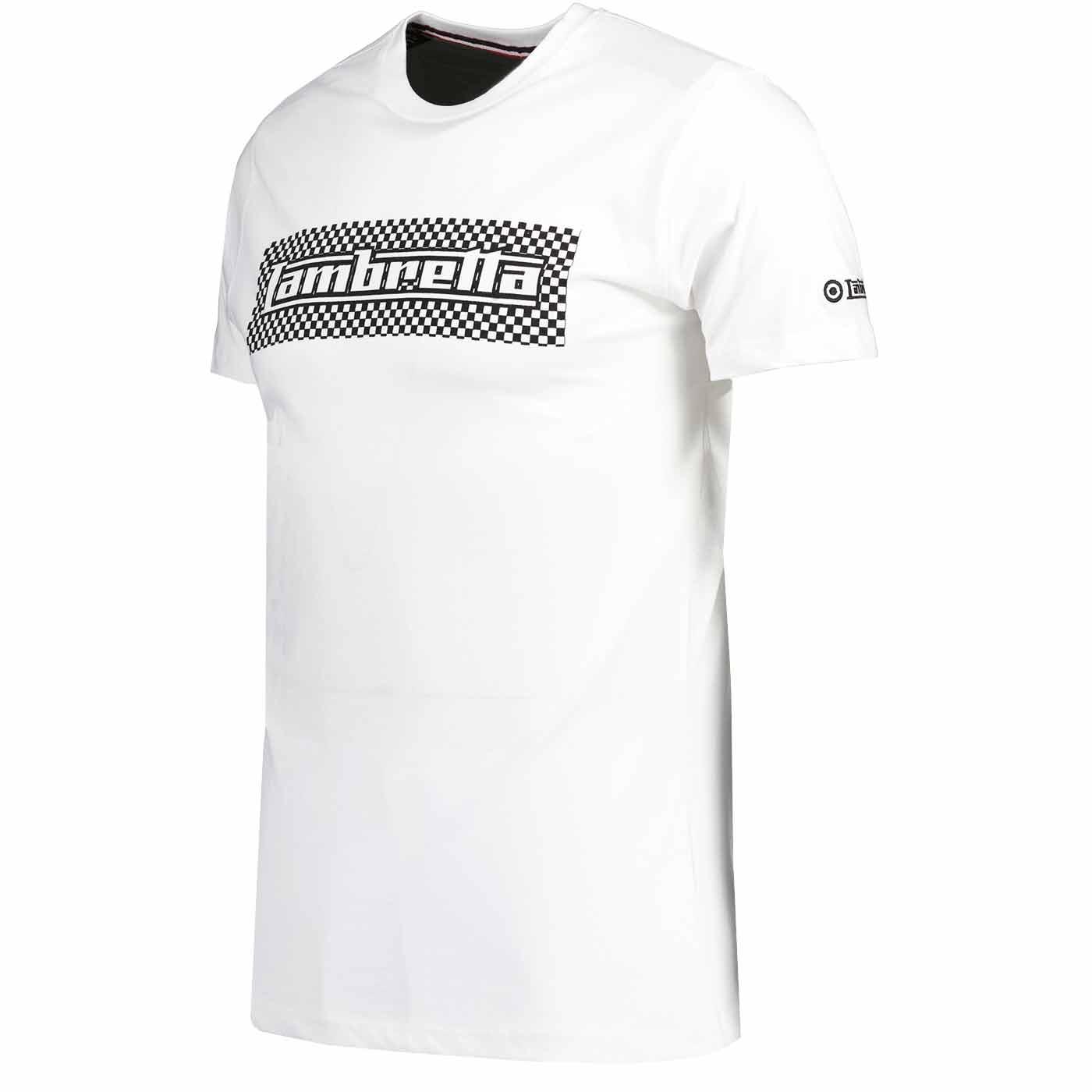 LAMBRETTA Mod Ska Two Tone Checker Box Tee in White