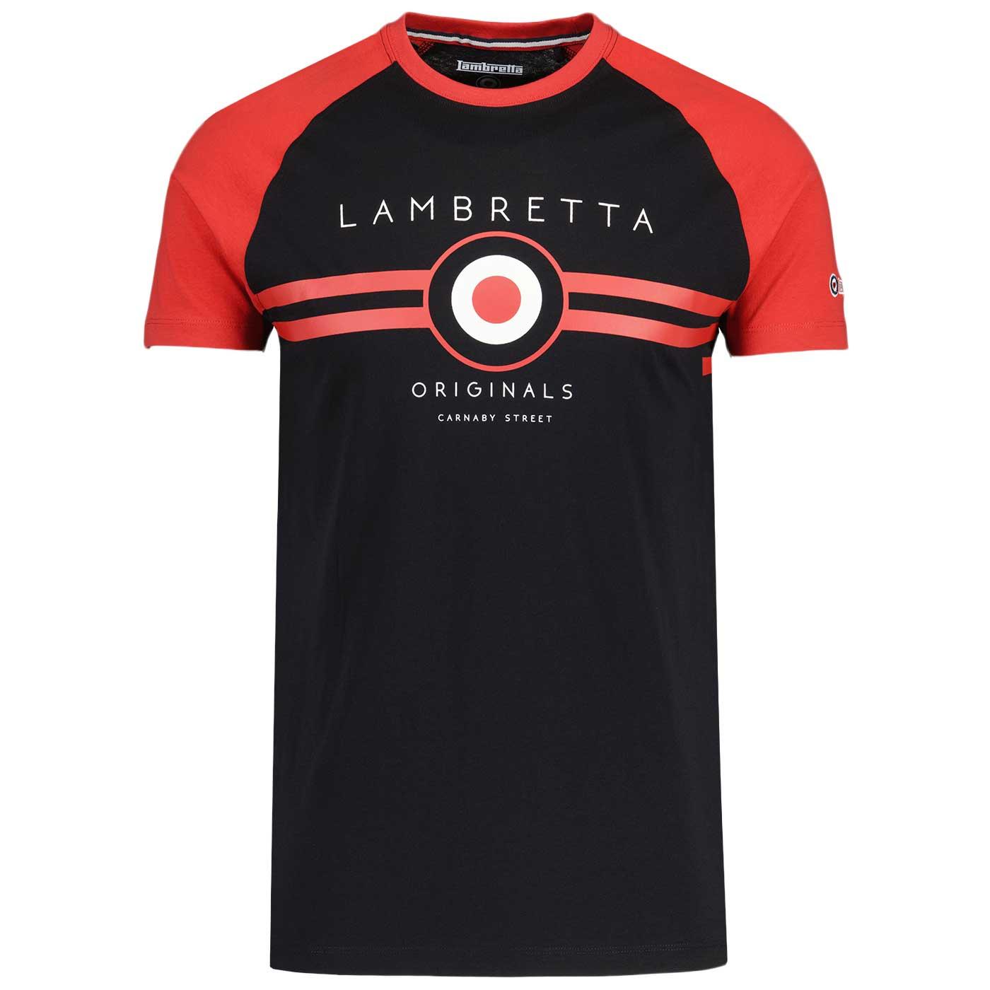 LAMBRETTA Retro Mod Target Raglan Sleeve Tee B/R