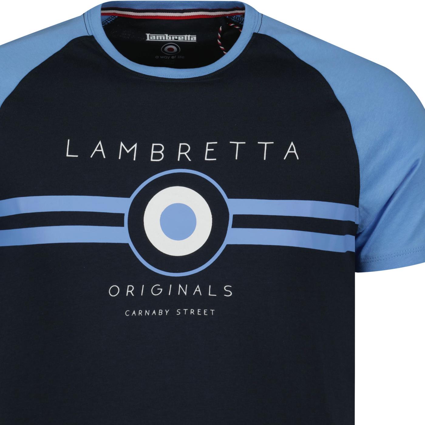 Lambretta Men's Target Raglan T-Shirt – Classic Mod Style With Contrast Sleeves