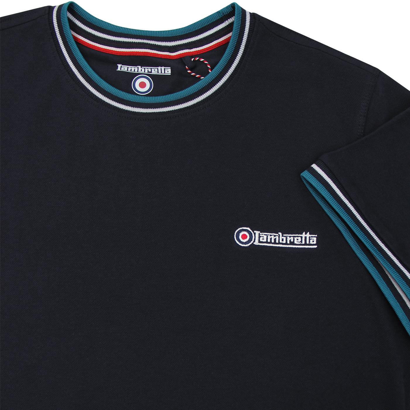 LAMBRETTA Men's Mod Retro Tipped Pique T-shirt in Navy