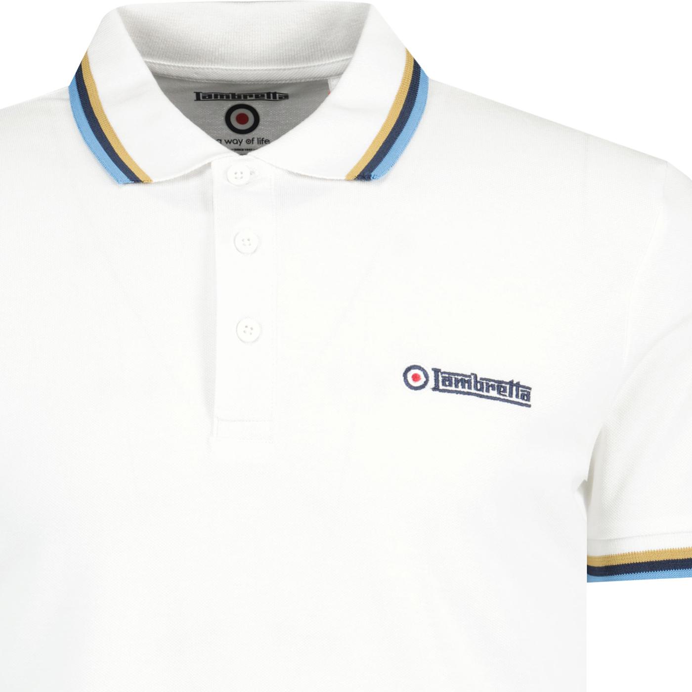 T-shirt Lambretta Rétro Pour Homme - 100% Coton, Rayures Bicolores, Logo Brodé, Style Décontracté