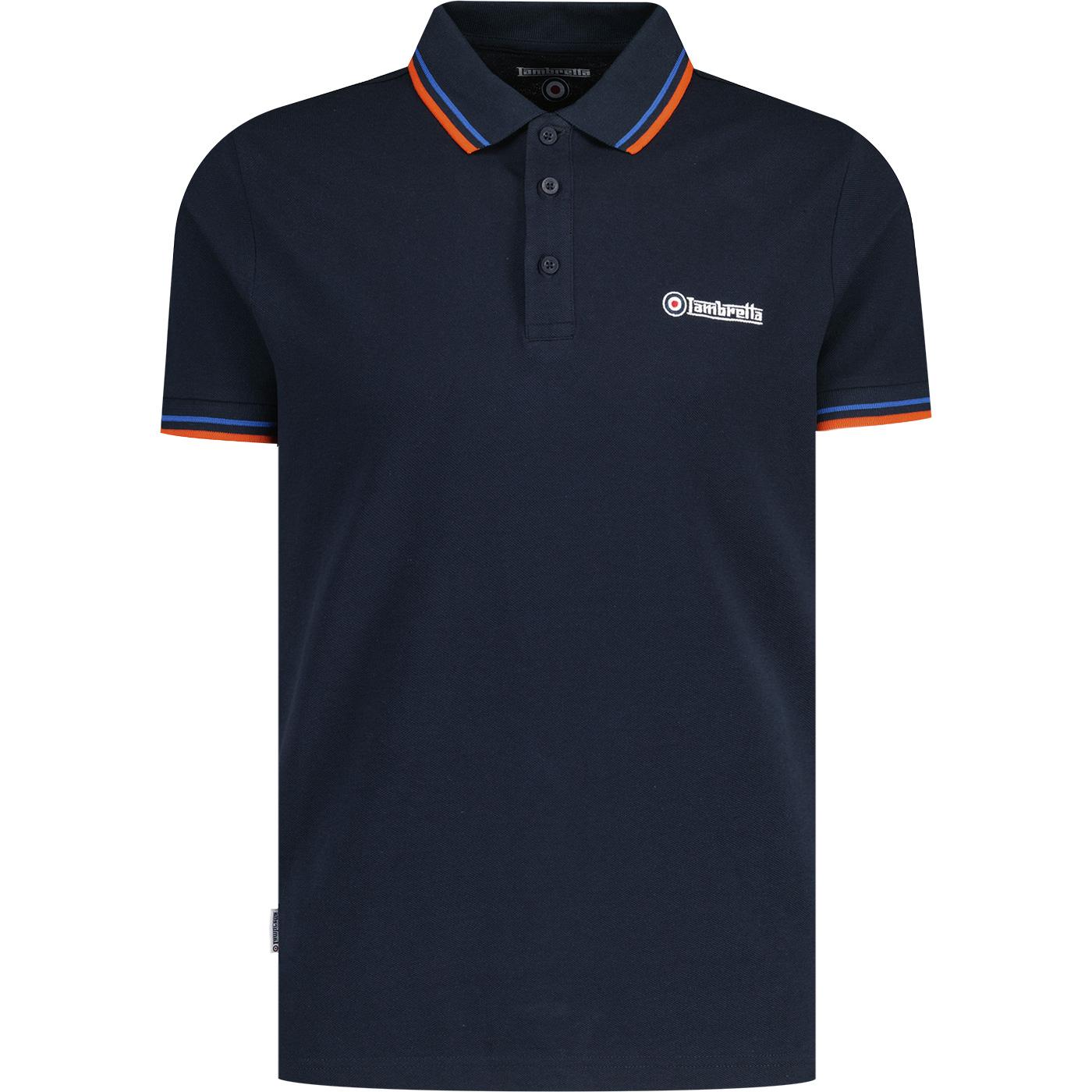 LAMBRETTA Retro Twin Tipped Pique Polo Shirt NB/P