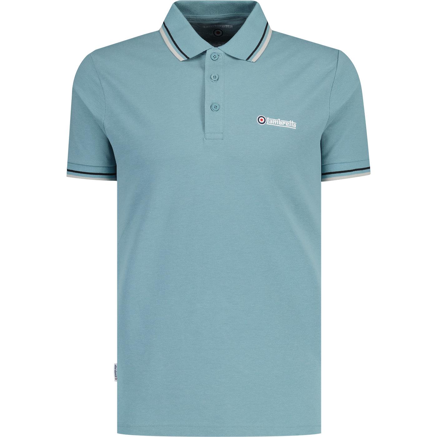LAMBRETTA Retro Twin Tipped Pique Polo Shirt SB/B