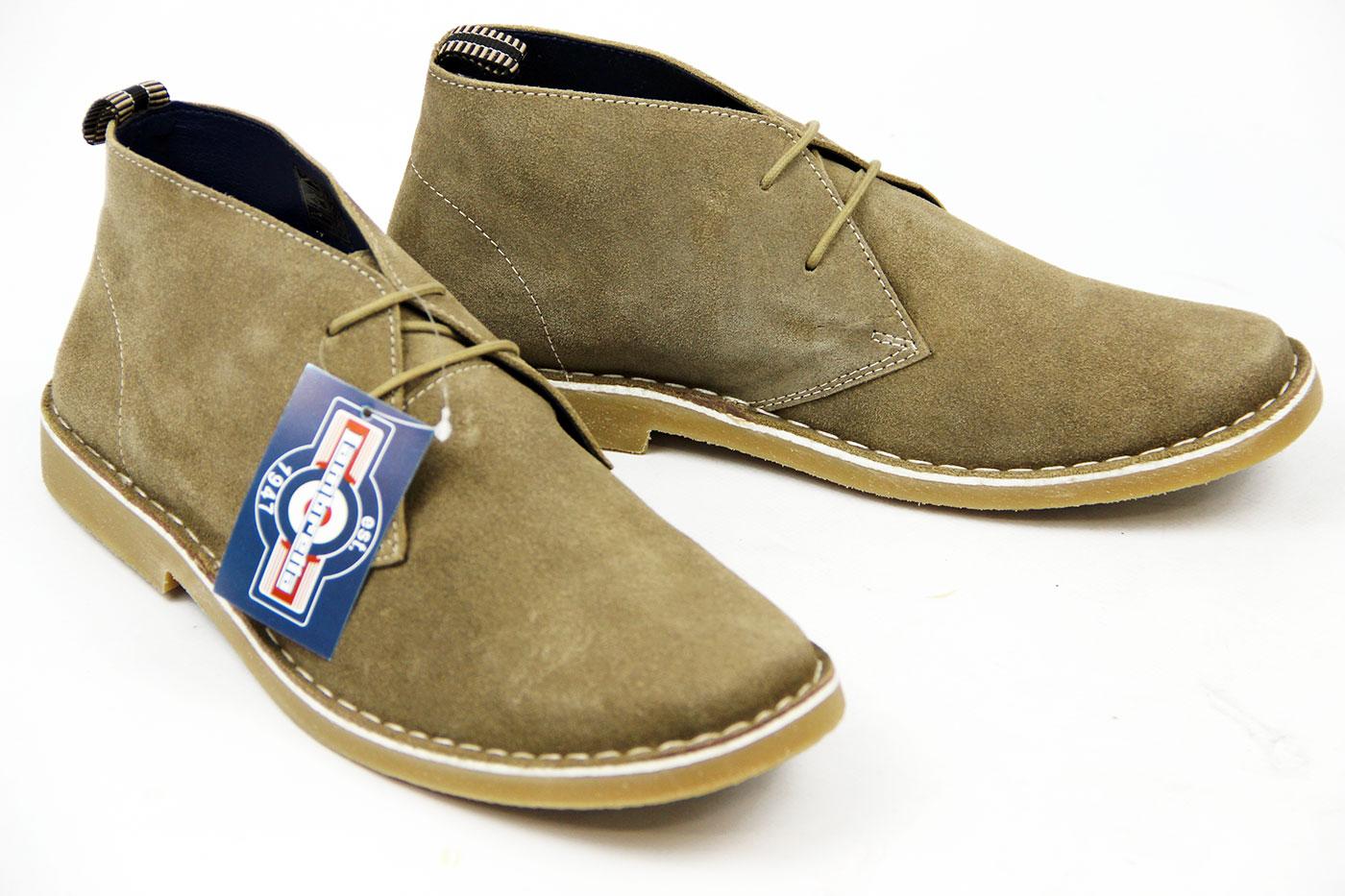 LAMBRETTA BRIGHTON MENS LACE UP CASUAL BEIGE SUEDE LEATHER DESERT ANKLE BOOTS 